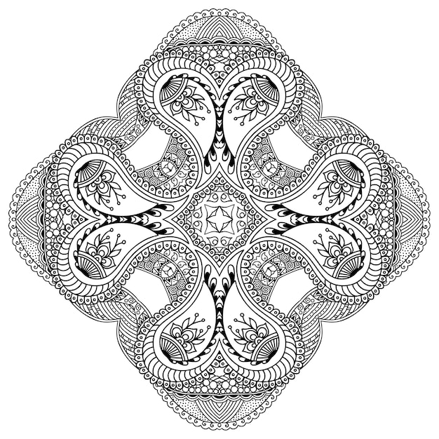 Circular pattern in mandala form with floral inserts