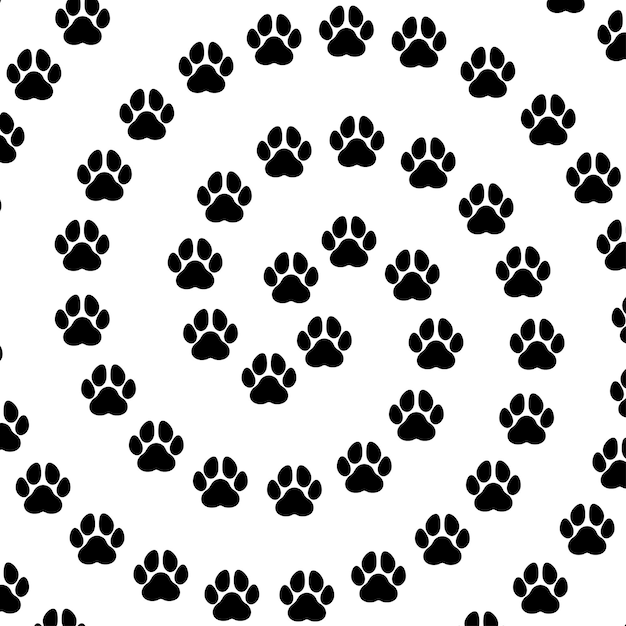 Circular pattern of pet dog or cat footprints