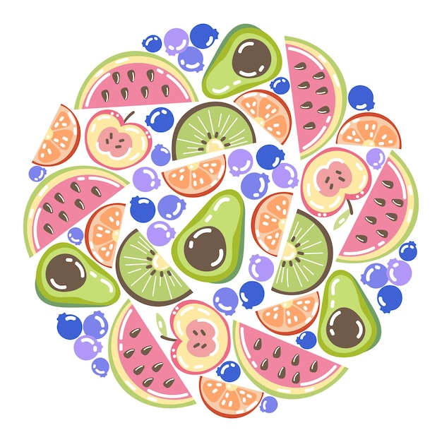 Circular pattern with slices of fruits vector illustration