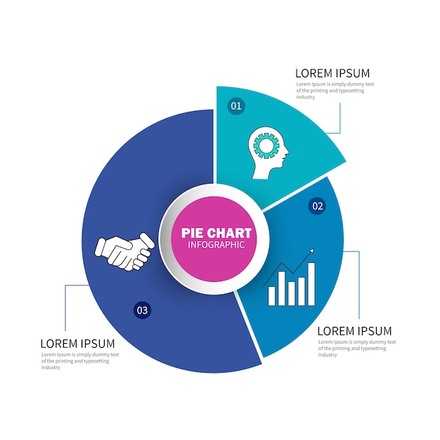 Circular Pie chart Infographic with 3 step