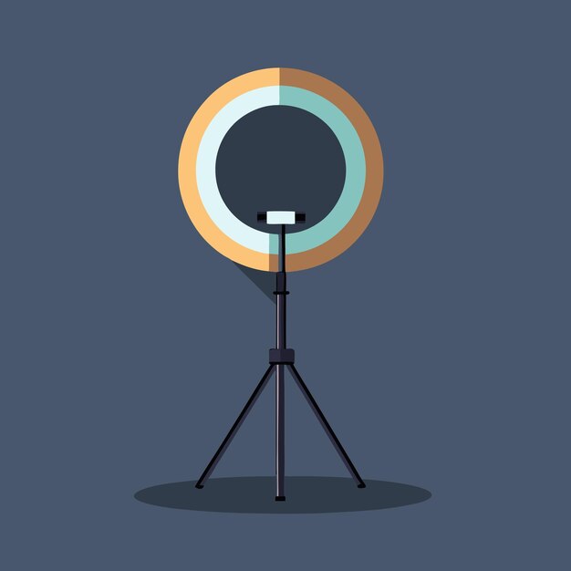 Vector circular ring light on a tripod often used by influencers and content creators