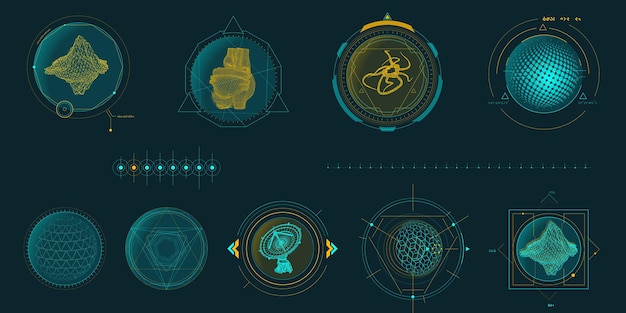 Circular vector infographic elements for scifi interface