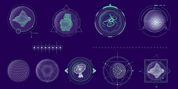 Circular vector infographic elements for scifi interface