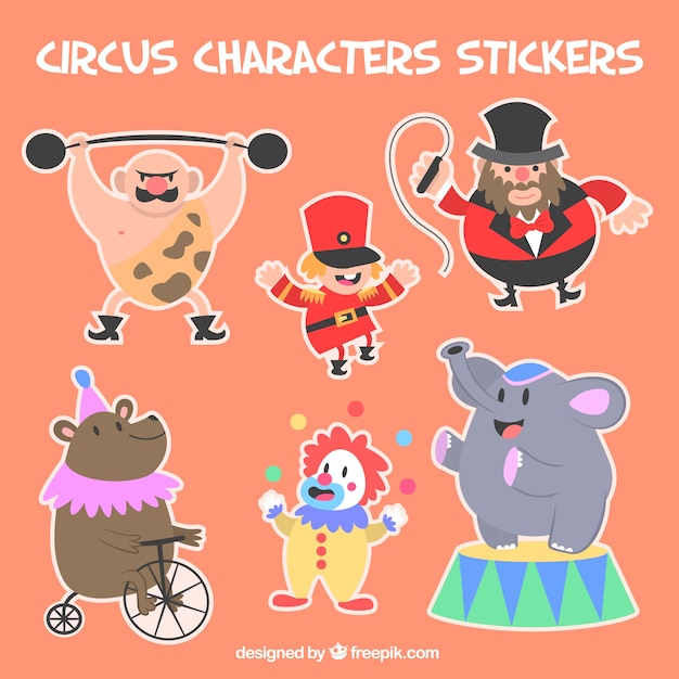 Circus character stickers