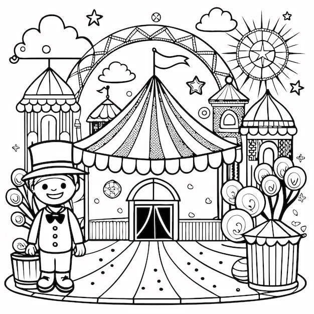 Circus coloring page line art