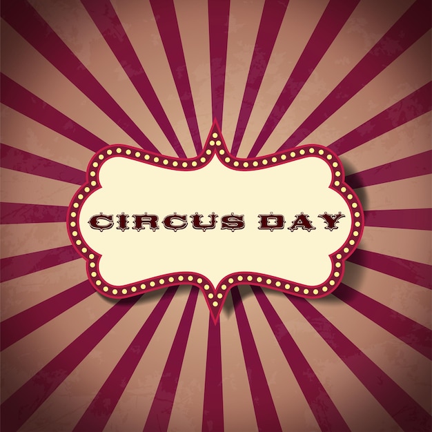 Circus day postcard on retro background