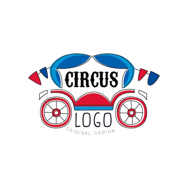 Circus logo original design emblem for amusement park festival party creative template of flyear posters cover banner invitation vector Illustration isolated on a white background