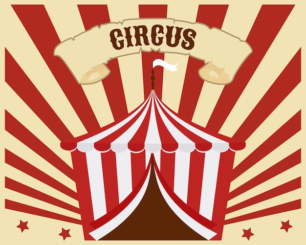 Circus poster Vintage circus poster circus on striped rainbow background with stars