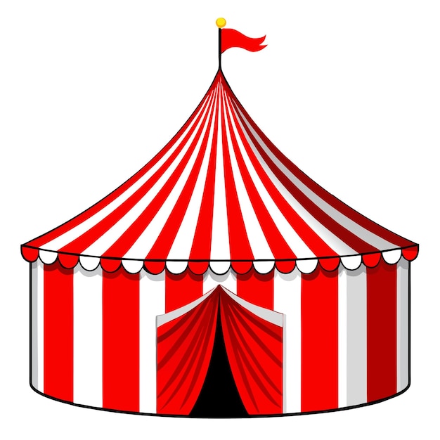 Vector circus tent in red and white color on a isolated white background 12