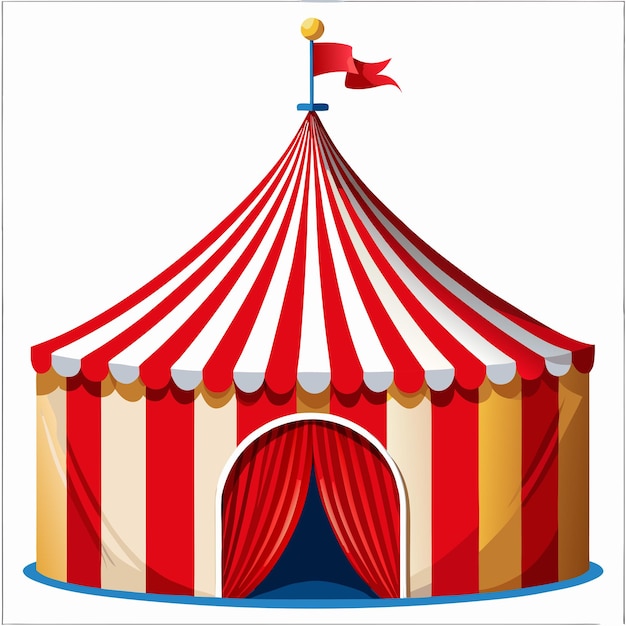 Circus tent in red and white color on a isolated white background 9