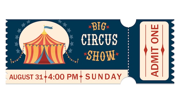 Circus ticket Big show blue red colour