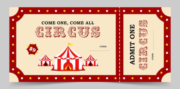 Circus ticket template Admit one circus ticket isolated Carnival invite