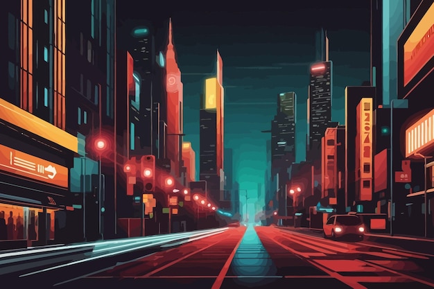 Cities with traffic lights and cars illustration