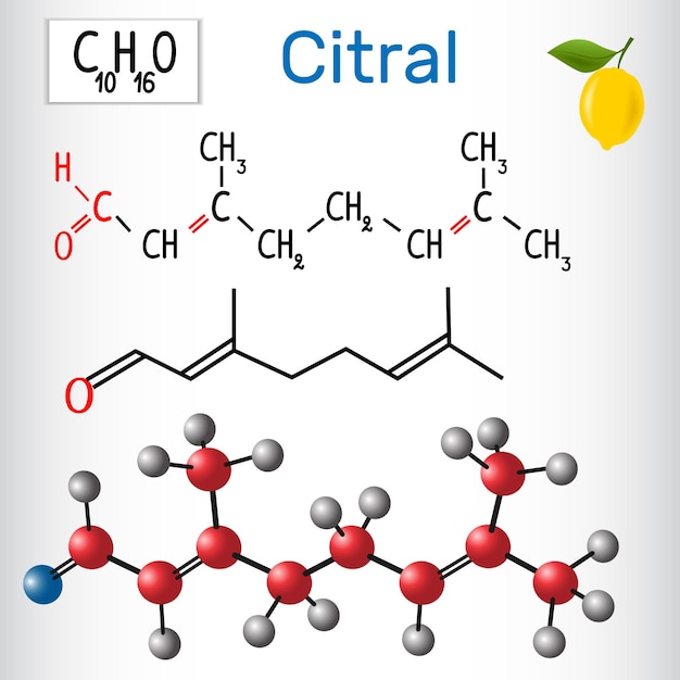 Citral lemonal Aldehydes in nature Vector illustration