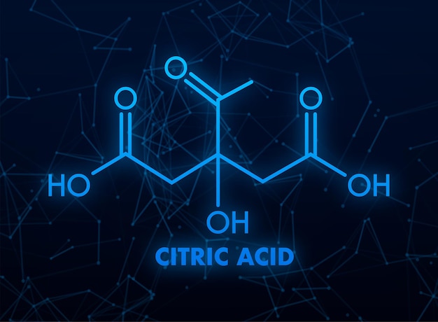 Citric acid concept chemical formula icon label text font vector illustration