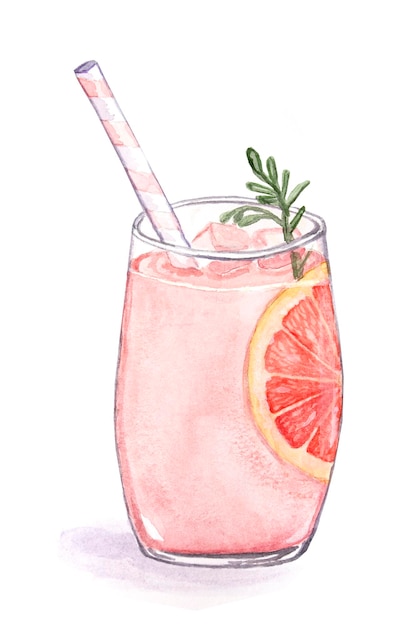 Citrus cocktail with ice and straw