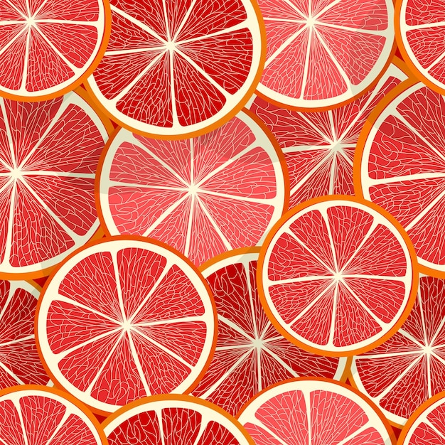 Citrus seamless vector pattern. Grapefruit