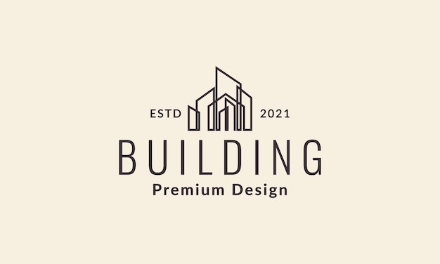 City apartment building construction lines logo symbol icon vector graphic design illustration