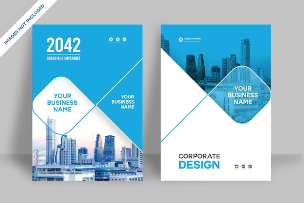 City Background Business Book Cover Design Template in A4 For BrochureAnnual ReportFlyer Banner