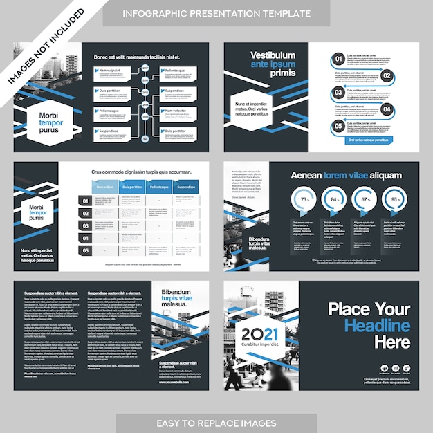 City Background Business Company Presentation with Infographics Template.