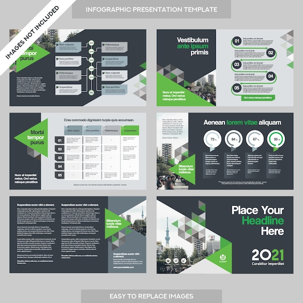 City Background Business Company Presentation with Infographics Template.