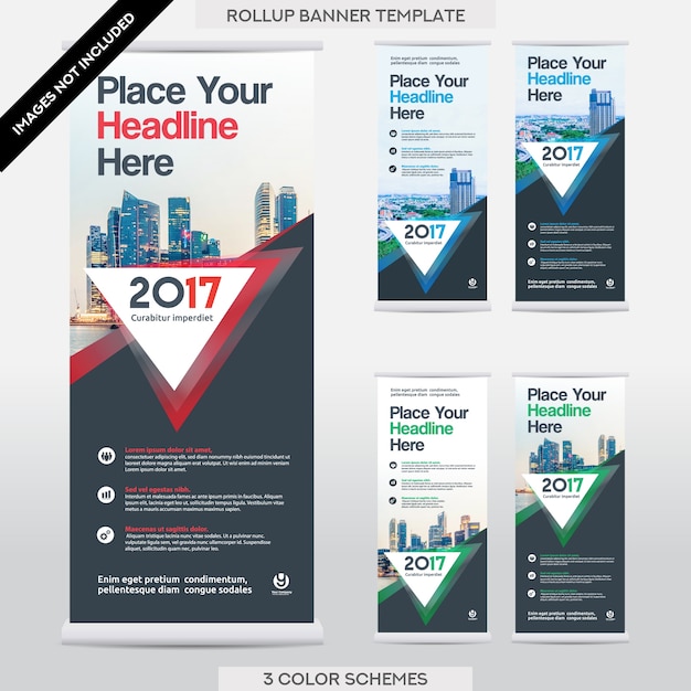 City Background Business Roll Up. Flag Banner  Design Template Set.