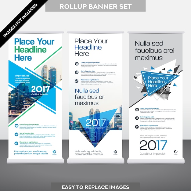 Vector city background business roll upม flag banner  design template set.