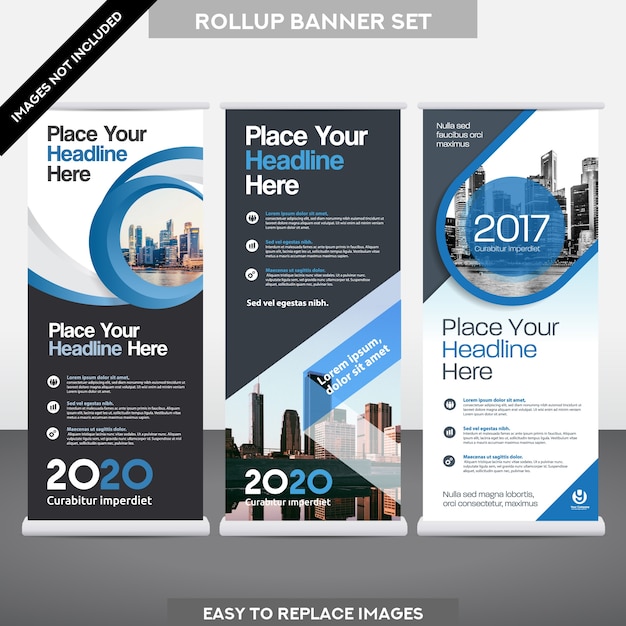 City Background Business Roll Upม Flag Banner  Design Template Set.