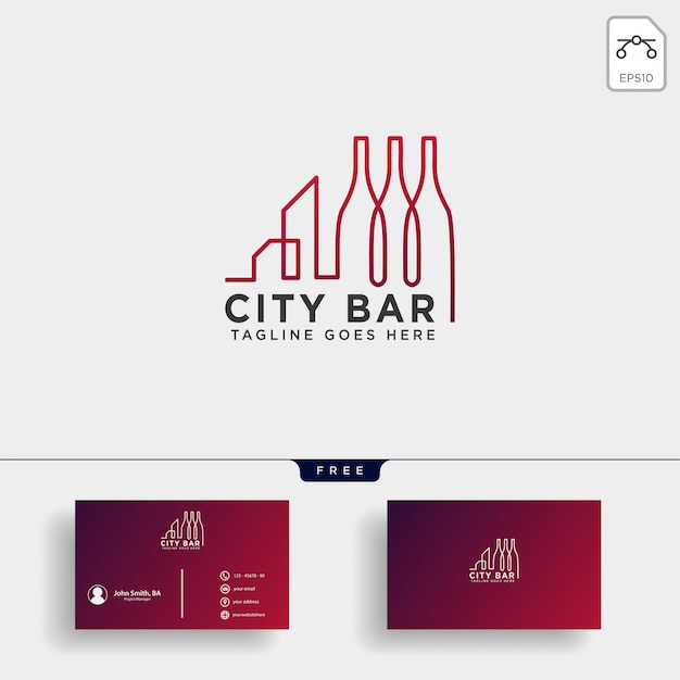 City bar, drink club creative logo template vector illustration