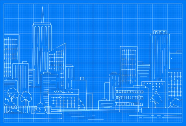 City Blueprint Background Simple Vektor Flat Design