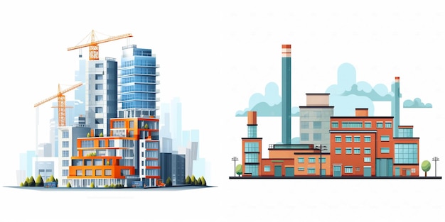 city building architecture vector urban construction house icon business illustration desi