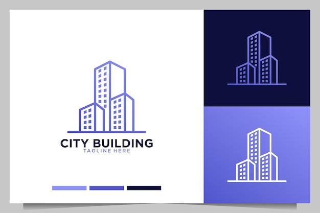 City building line art logo design