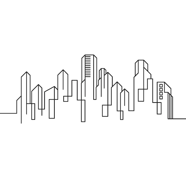 City Building Line art Vector icon design illustration Template