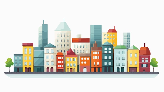 Vector city buildings flat vector illustration