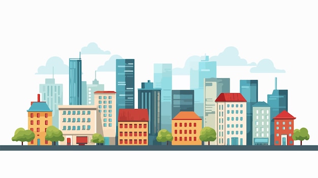 Vector city buildings flat vector illustration