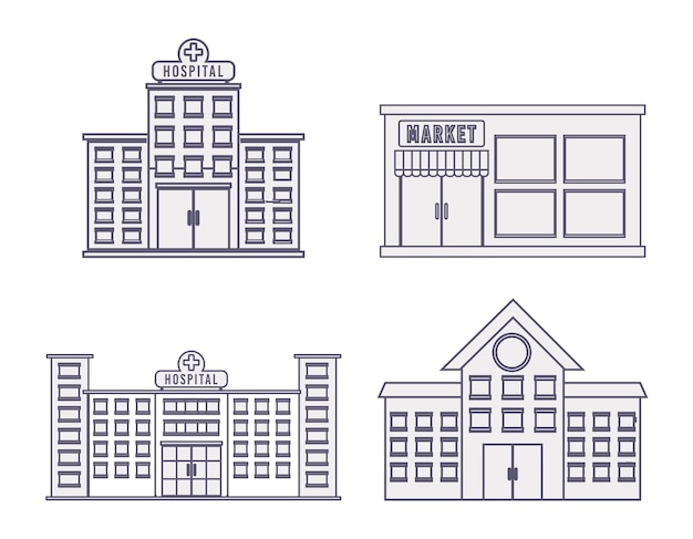 city buildings icons 