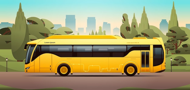 City bus vehicle modern public transport urban and countryside traffic comfortable moving concept