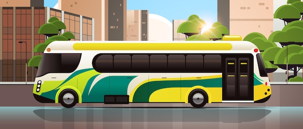 City bus vehicle modern public transport urban and countryside traffic comfortable moving concept