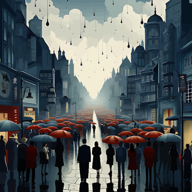 city crowd background illustration