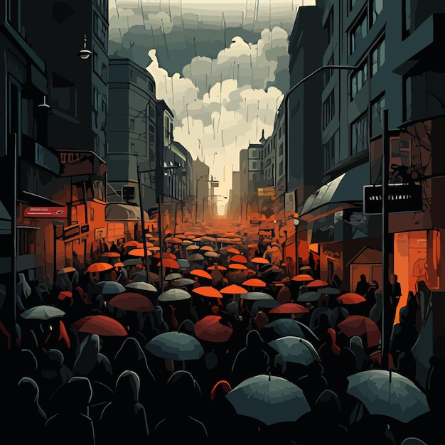 city crowd background illustration