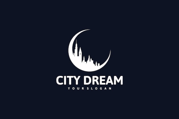 City dream logo with moon concept logo inspiration for your business