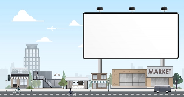 city flat design with billboard blank