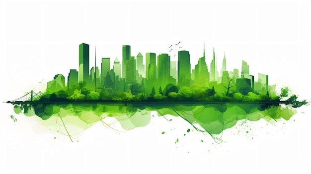 Vector a city in green and green