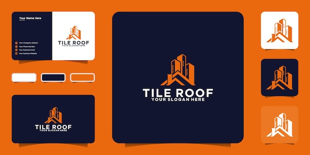 City house roof company logo and business card inspiration