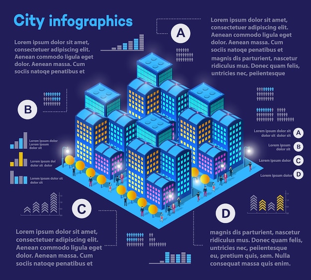 City isometric industrial factory infographics there are diagrams