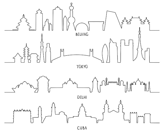 City Landmarks Beijing Tokyo New Delhi Cuba