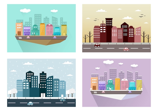 City Landscape Buildings Silhouette Illustration