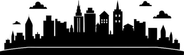 Vector city landscape flat illustration silhouette isolated on white background