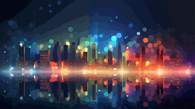 City Lights Panorama Bokeh Abstract Night View