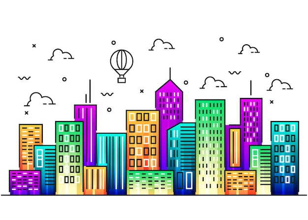 City line illustration design with colorful background